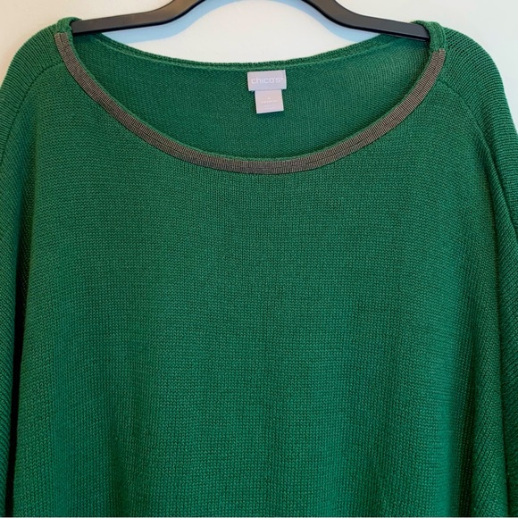 Chico’s Linen Cotton Metallic Green Sweater  4 - Picture 2 of 9